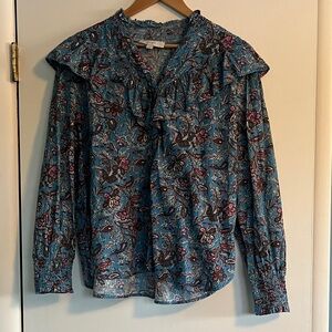 Ann Taylor Western Ruffle Blouse